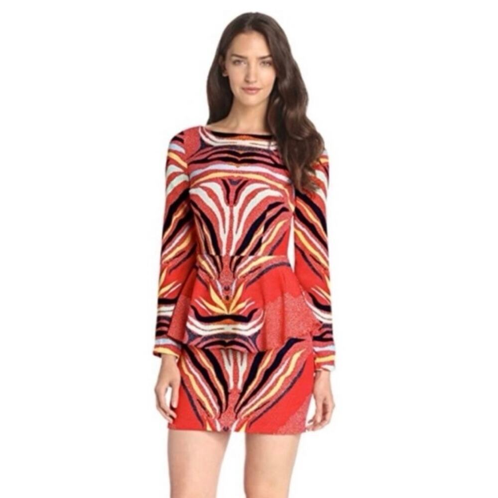 Mara Hoffman Red Phoenix Boho Print Peplum Mini Dress size 6